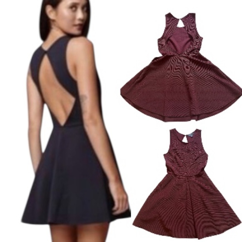 Kendall and Lylie | Burgundy Fit and Flare Mini Dress with Open Back